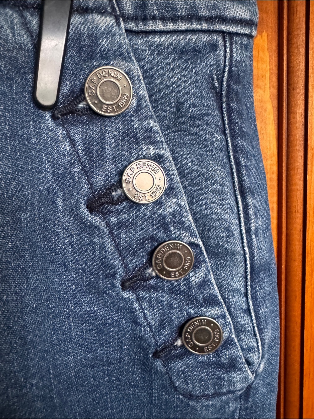 GAP Mid-Rise Button-Side 70’s Flare Jeans - Blue - Picture 7 of 10